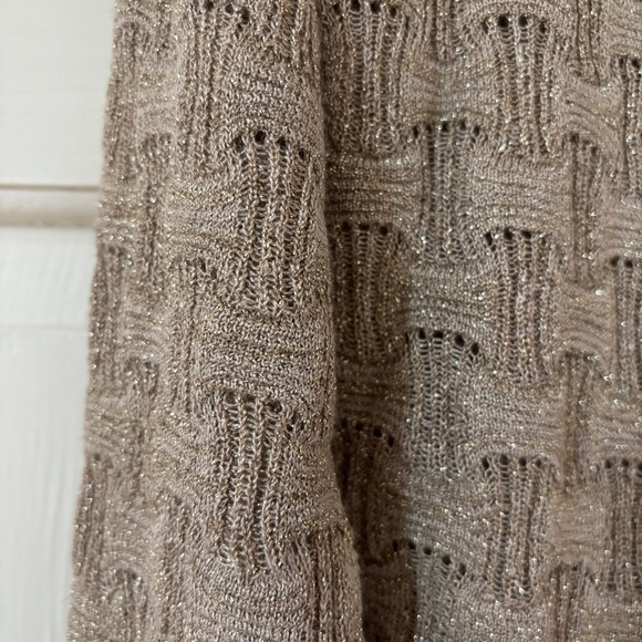 Chicos Travelers Size‎ 1 Cardigan Open Front Metallic Basketweave Chicos Medium - Picture 4 of 14